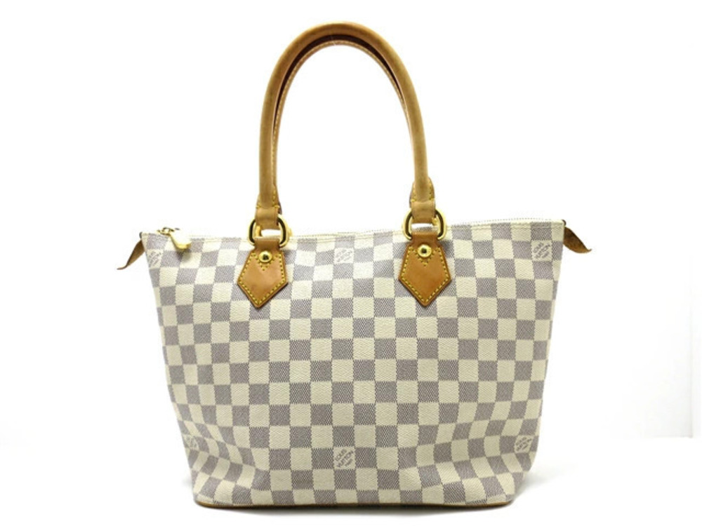 LOUIS VUITTON Damier Azur White Saleya Handbag
